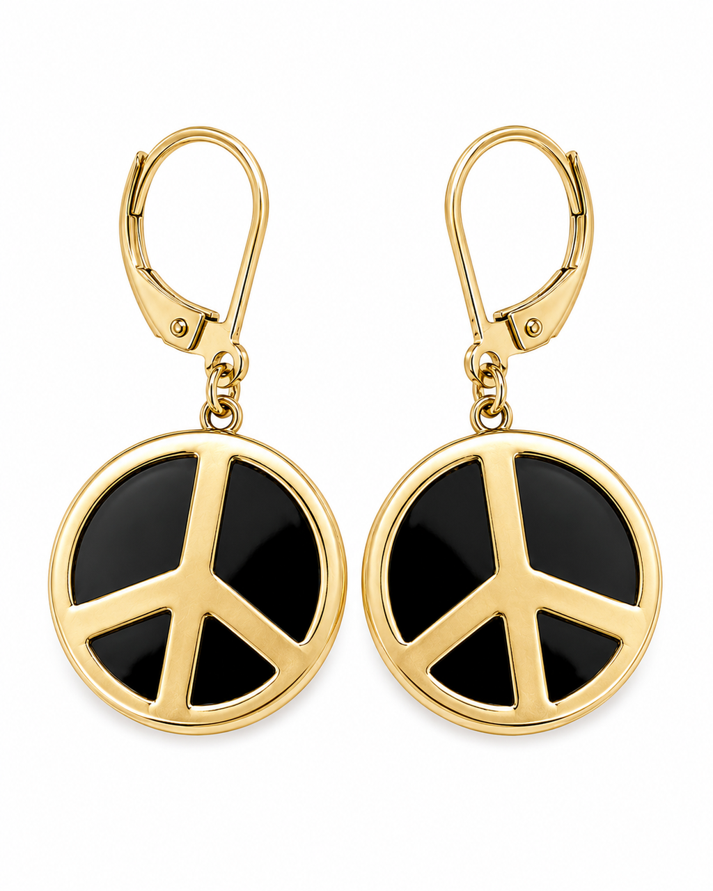 14K Gold Lever Back Peace Earrings