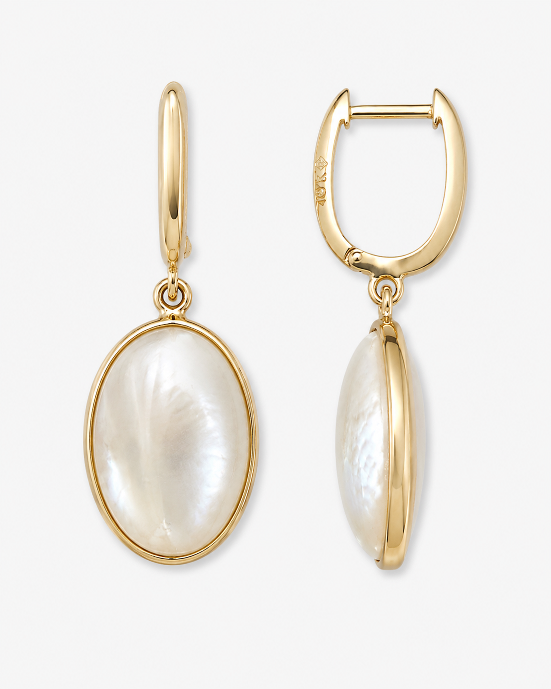 14K Gold U-Shaped Oval Earrings