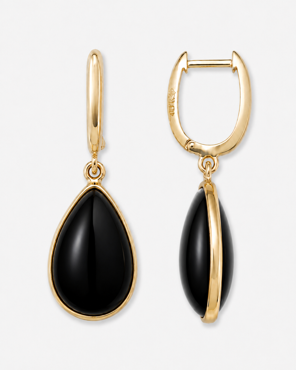 14K Gold U-Shaped Pear Earrings
