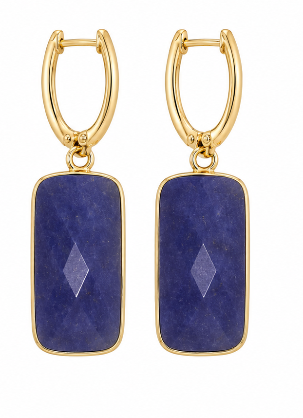 14K Gold Elongated Rectangle Earrings