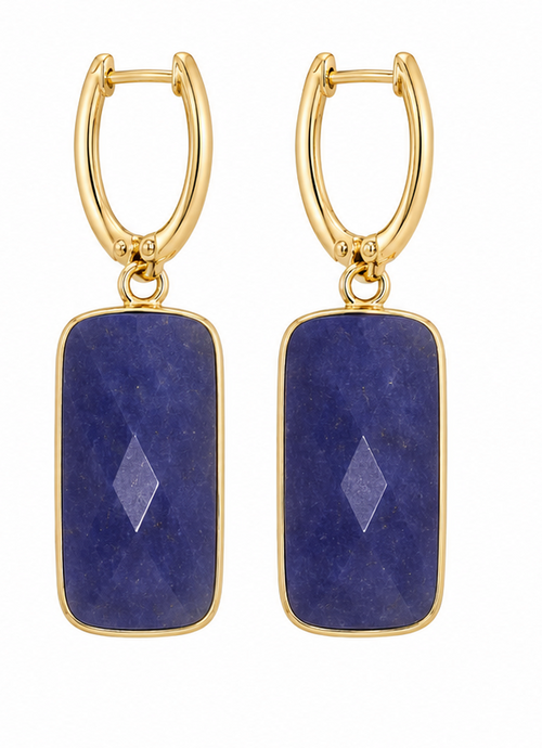 14K Gold Elongated Rectangle Earrings