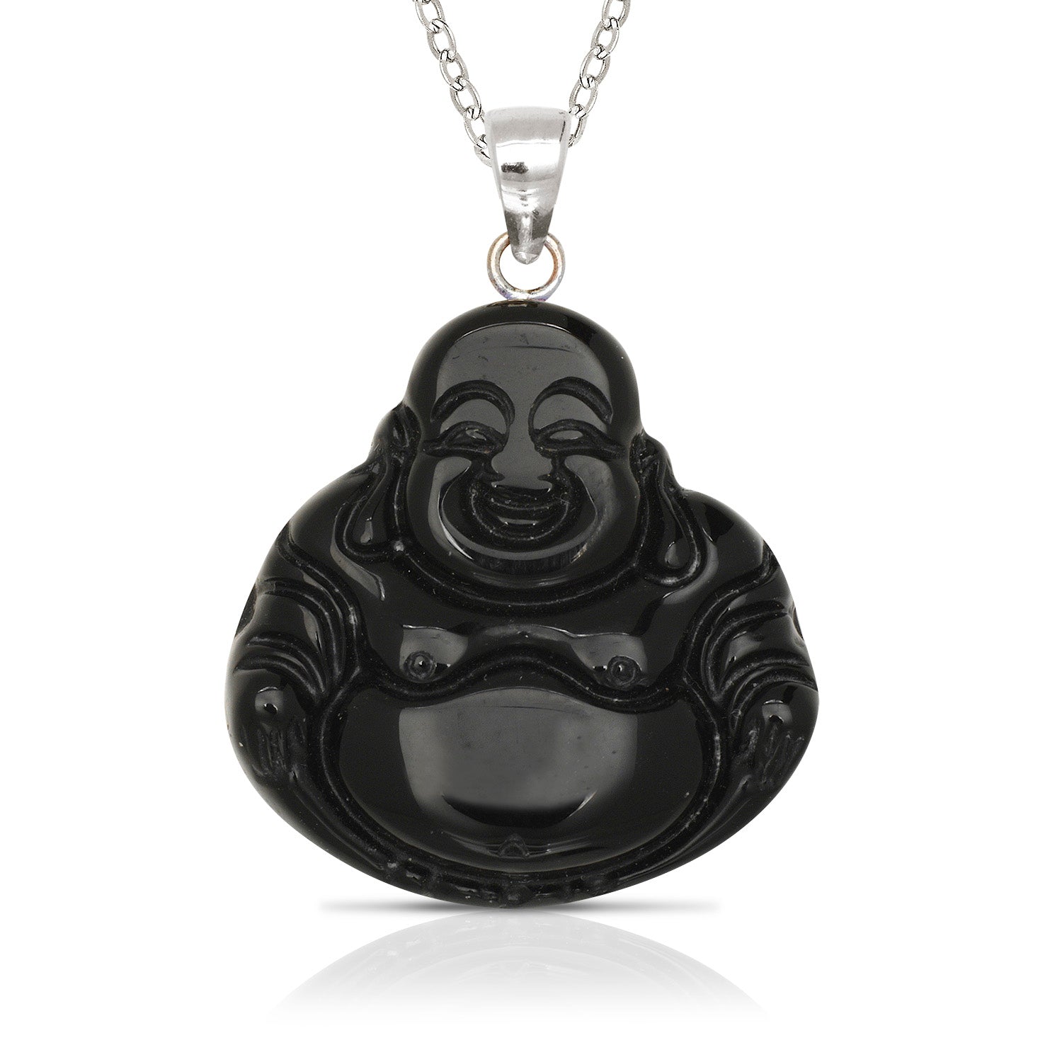 Sterling Silver Large Jade Buddha Pendant (No Prongs)