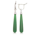 Sterling Silver Long Jade Teardrop Earrings