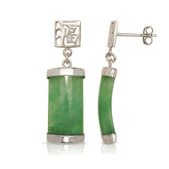 Sterling Silver Jade Rectangular Earrings