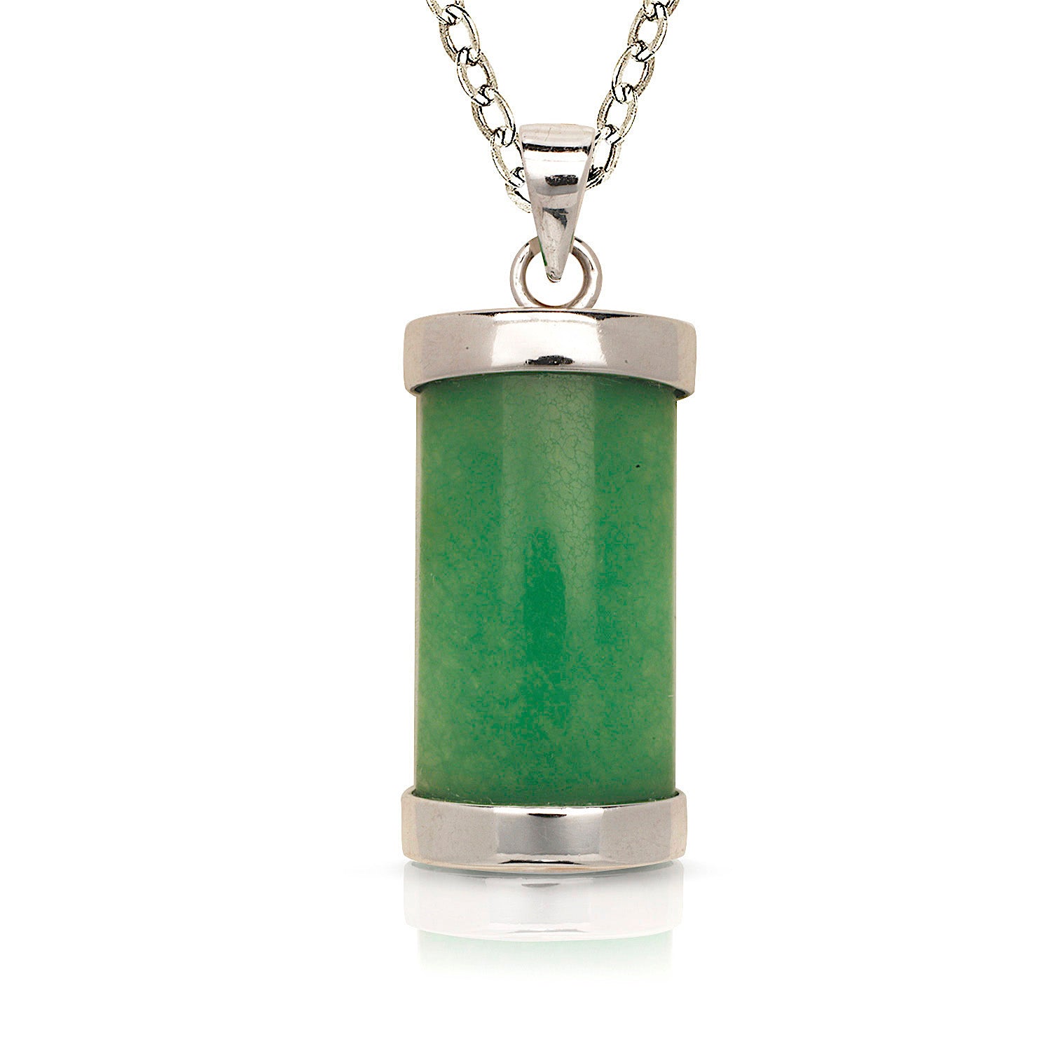 Sterling Silver Jade Rectangular Pendant