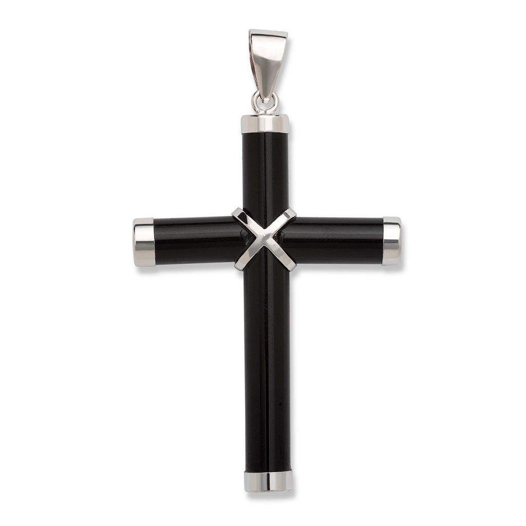 Sterling Silver Jade Cross Pendant (Small)