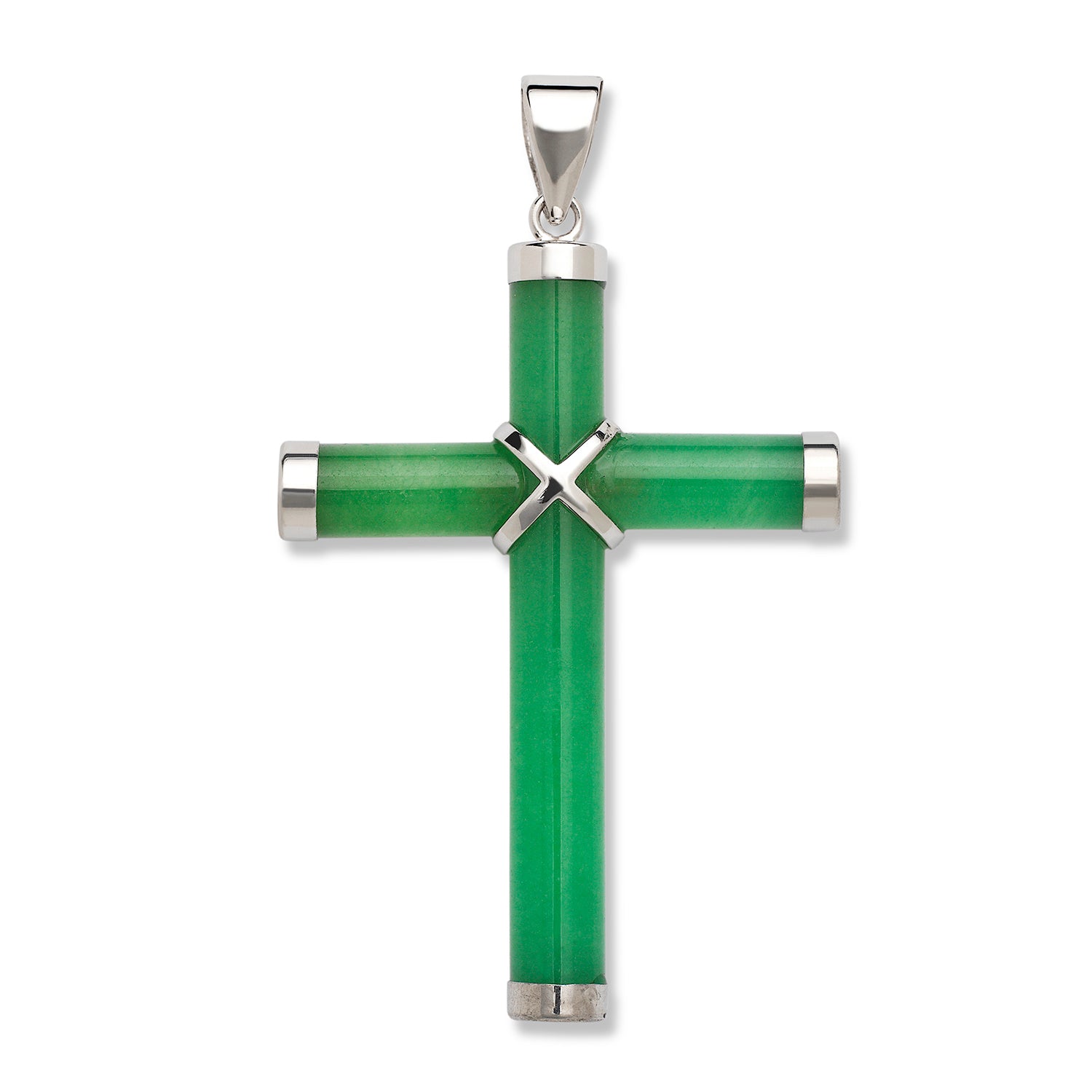 Sterling Silver Jade Cross Pendant (Small)