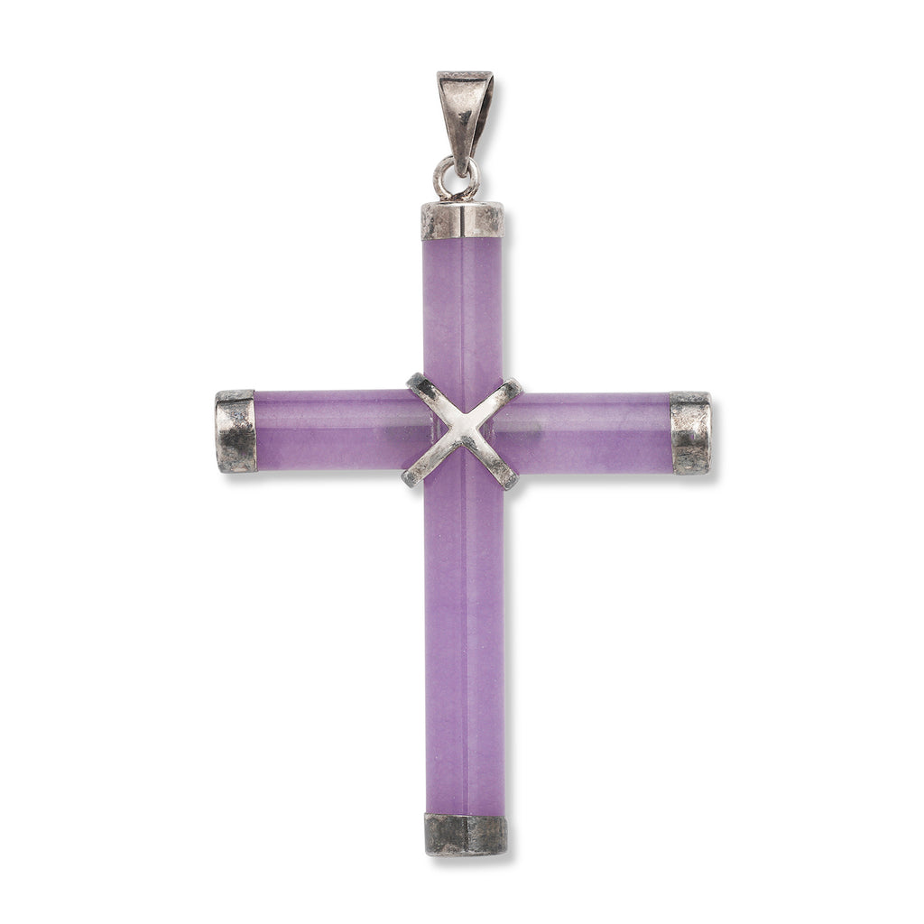Sterling Silver Jade Cross Pendant (Small)