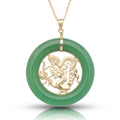 14K Large Round Dragon Pendant