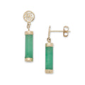 14K Gold Jade Cylinder Earrings