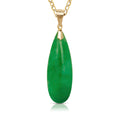 14K Gold Jade Flat Teardrop Pendant