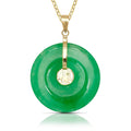 14K Gold Small Jade Round Donut Good Luck Pendant