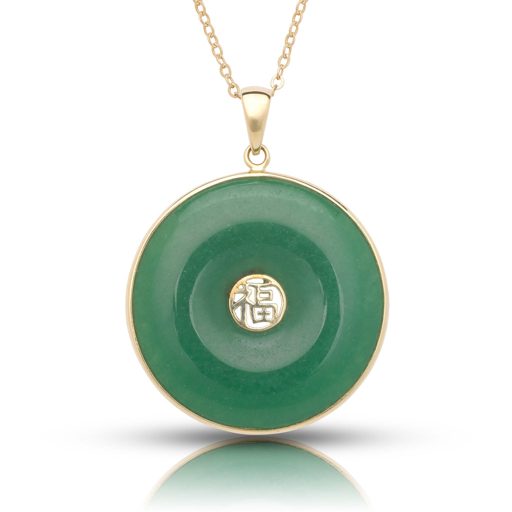 14K Gold Bordered Good Luck Donut Pendant