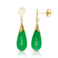 14K Gold Jade Teardrop Earrings