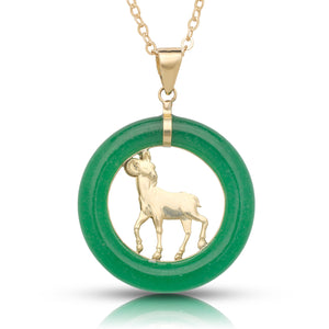 14K Round Ram Pendant