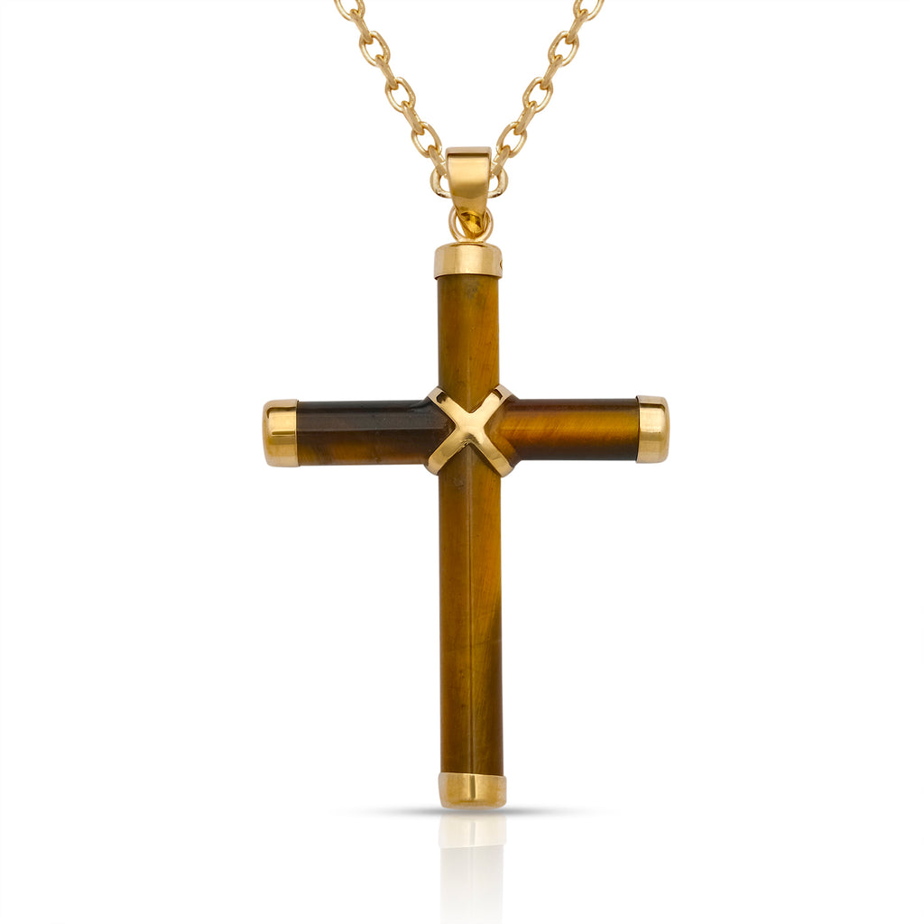 14K Gold Small Jade Cross Pendant