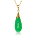 14K Gold Jade Teardrop Pendant