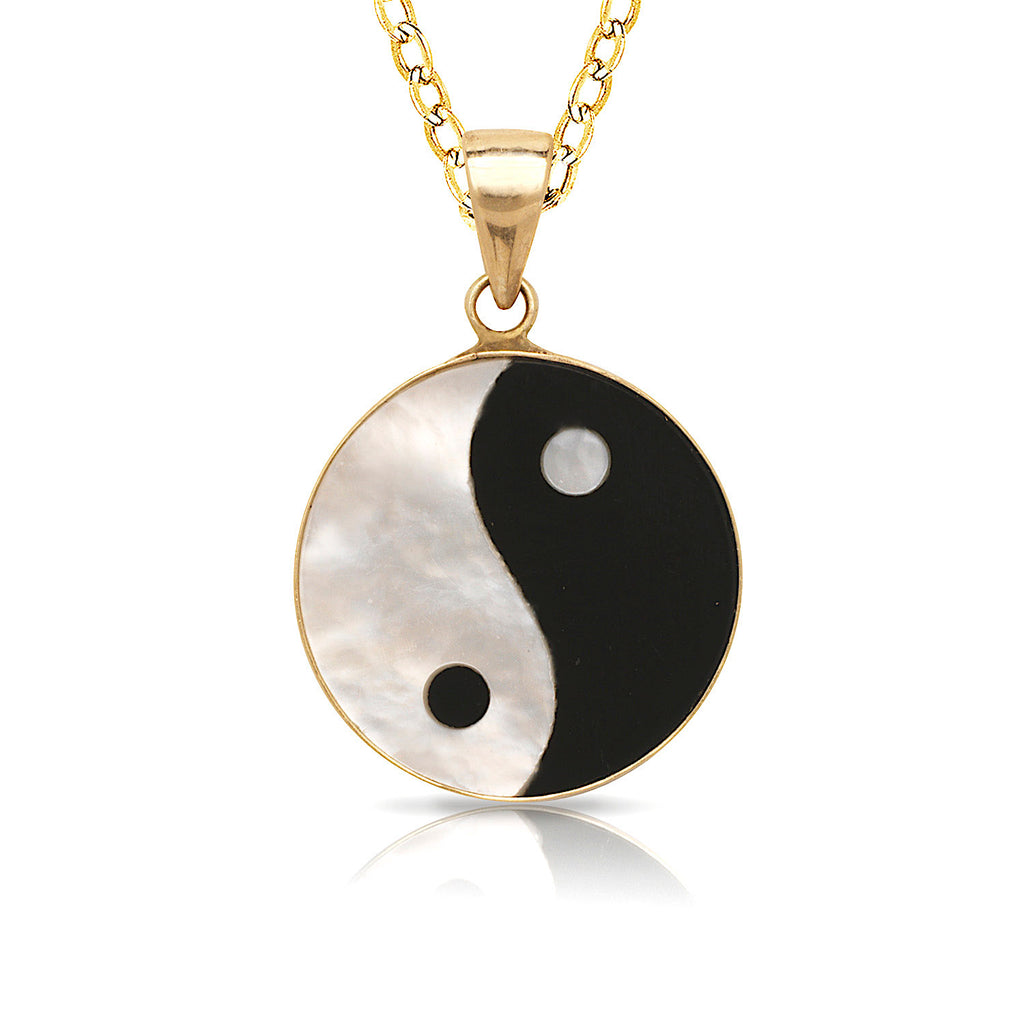 14K Tiny Yin Yang Bordered Pendant