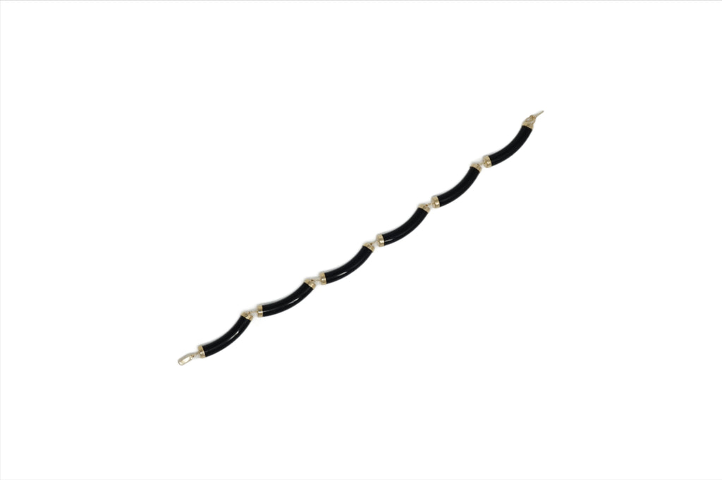 14K Gold Jade 6 Segment Bamboo Bracelet