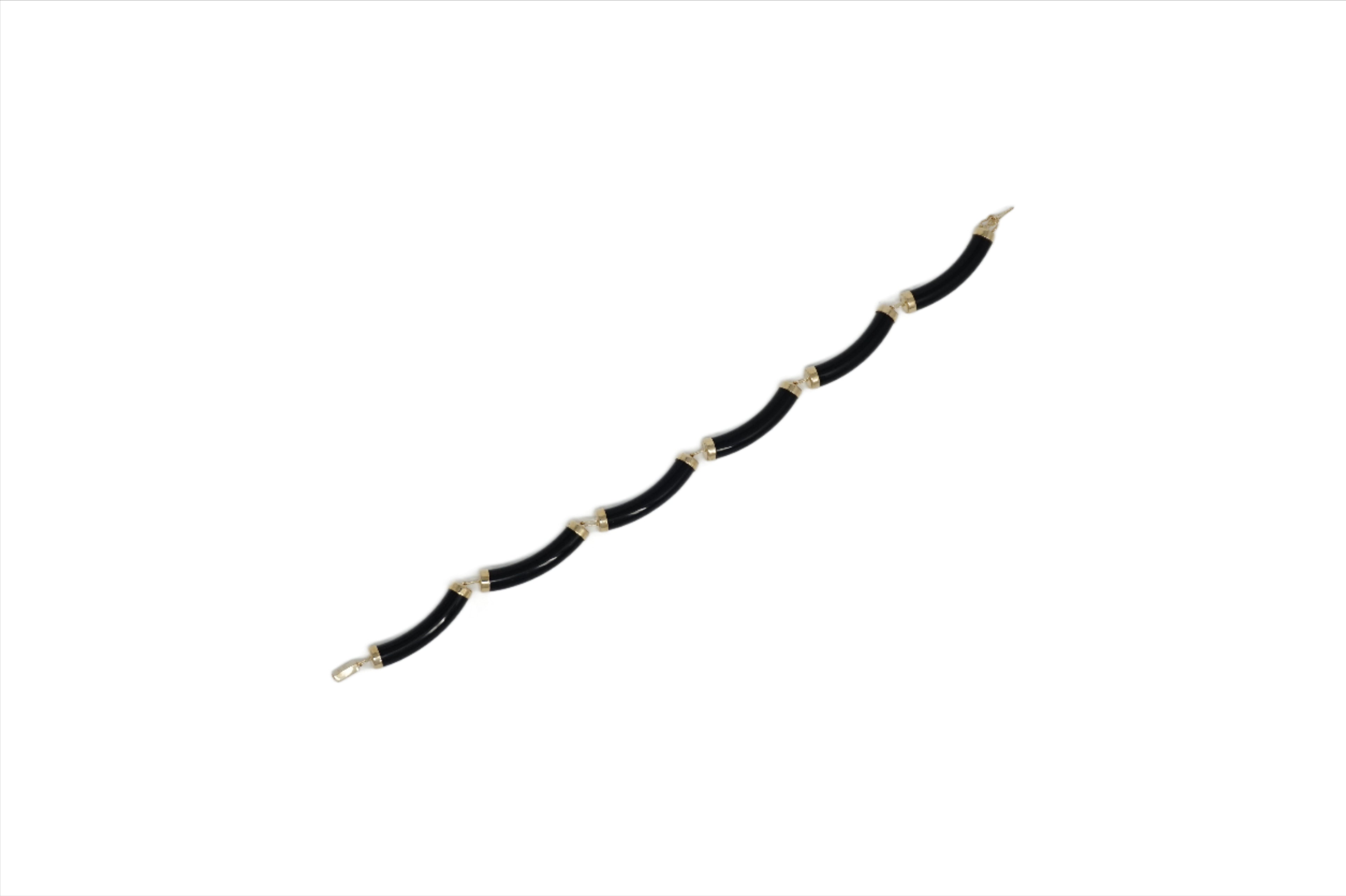 14K Gold Jade 6 Segment Bamboo Bracelet