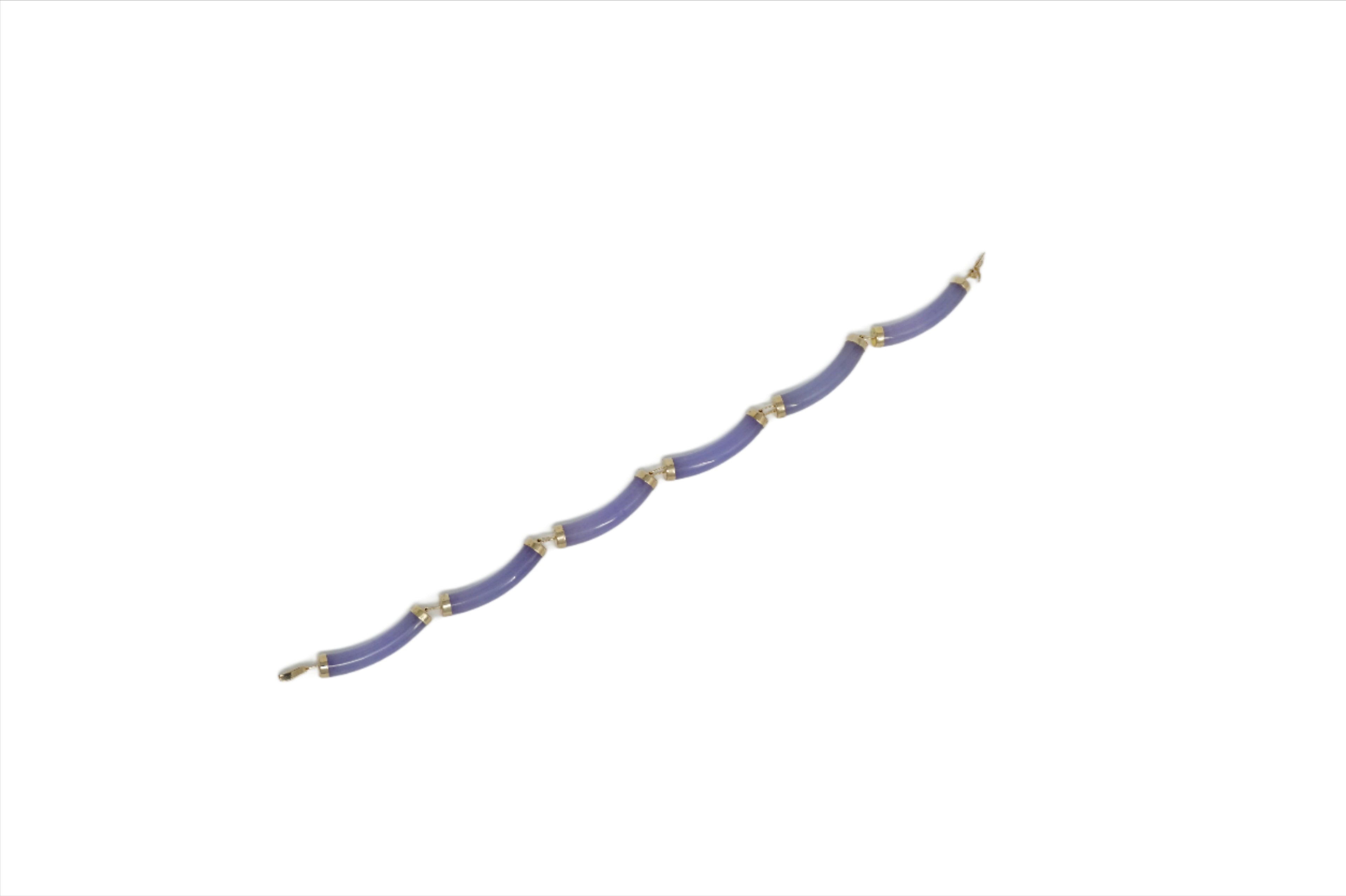 14K Gold Jade 6 Segment Bamboo Bracelet