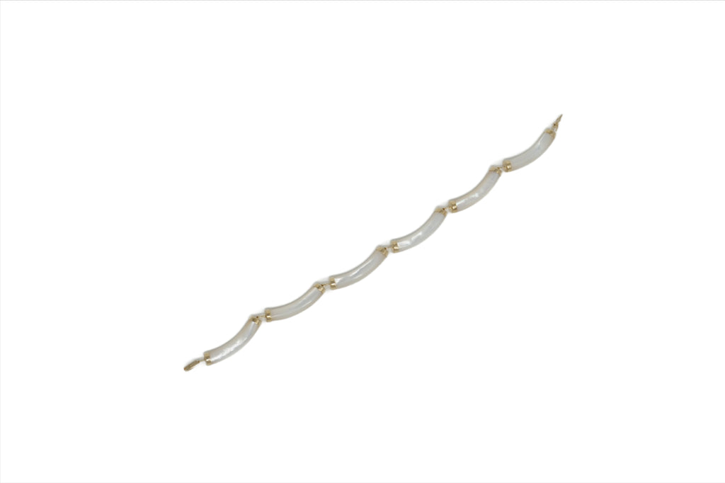14K Gold Jade 6 Segment Bamboo Bracelet
