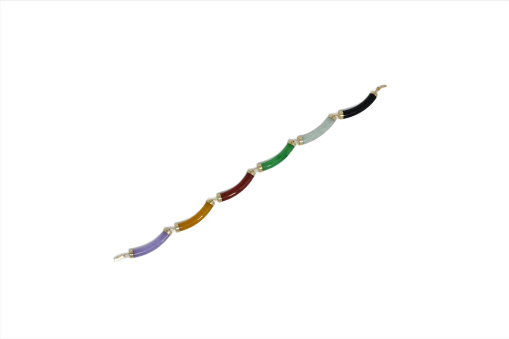 14K Gold Jade 6 Segment Bamboo Bracelet