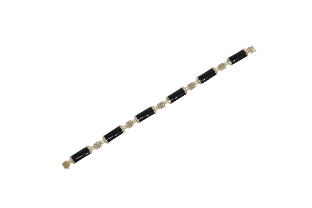14K Gold Jade 6 Segment Good Luck Bracelet