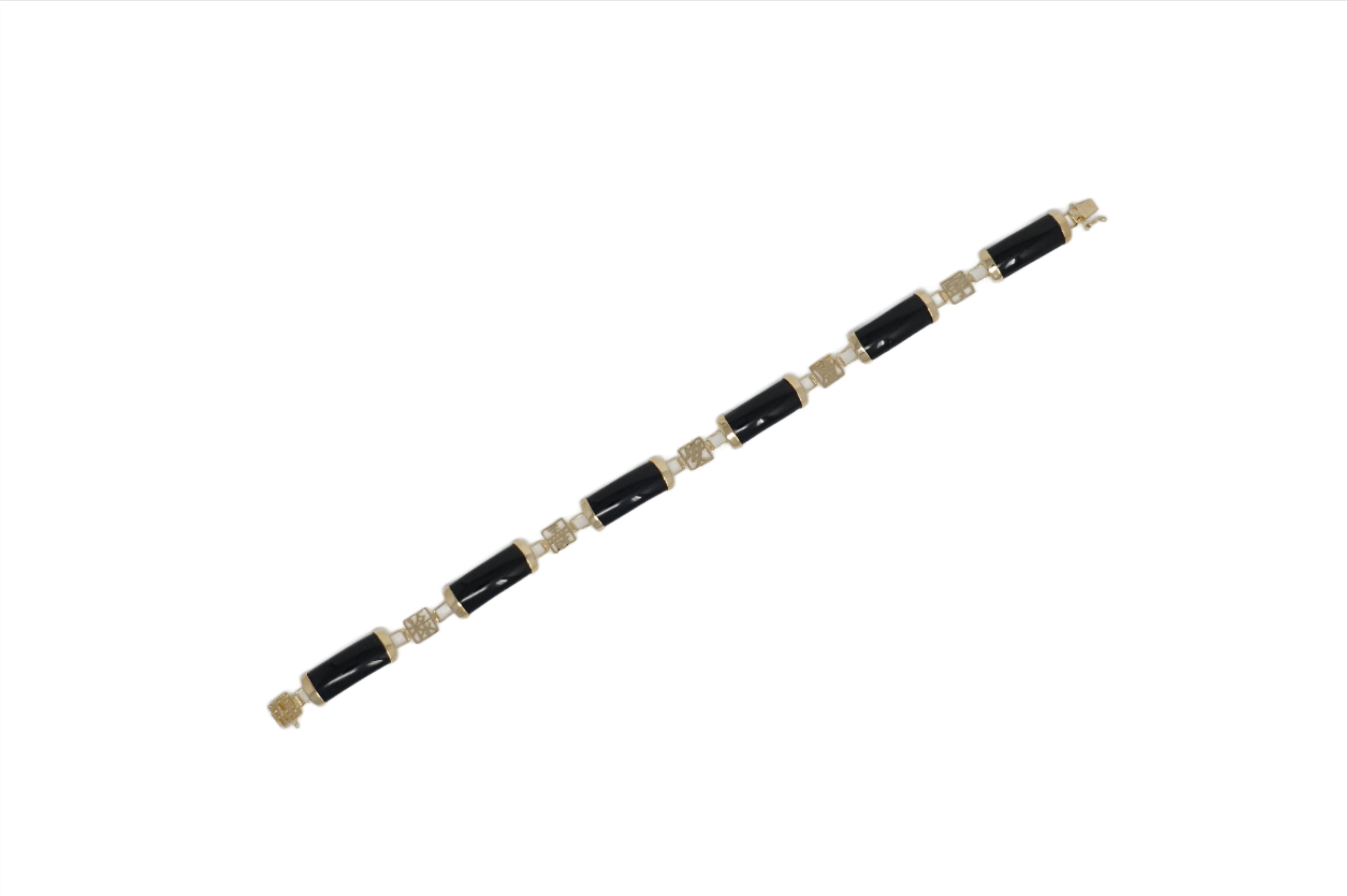 14K Gold Jade 6 Segment Good Luck Bracelet