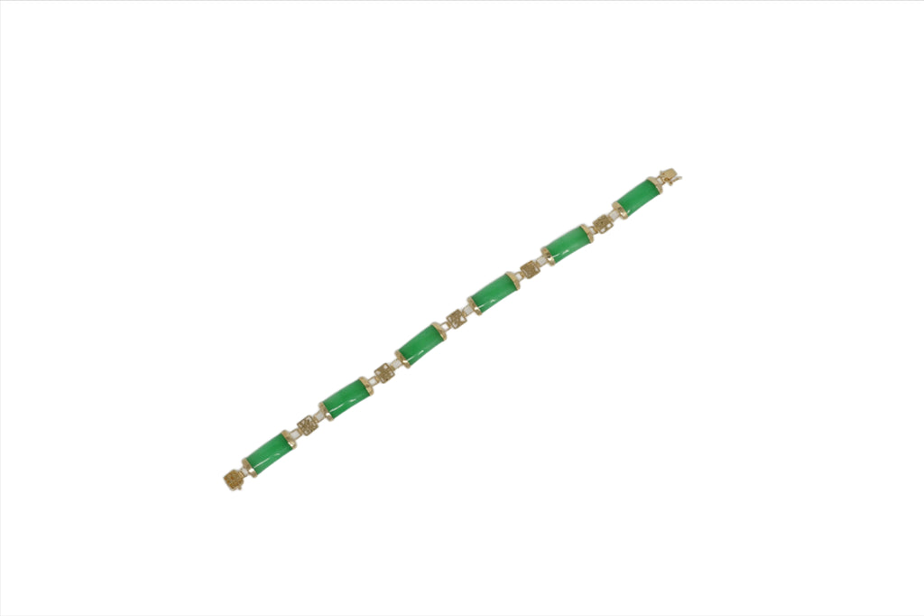 14K Gold Jade 6 Segment Good Luck Bracelet
