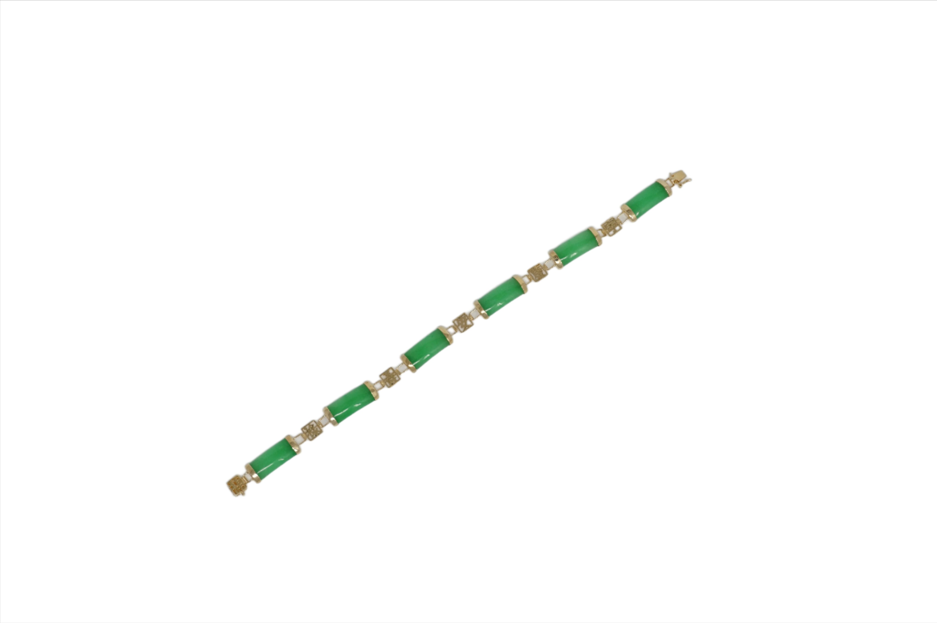 14K Gold Jade 6 Segment Good Luck Bracelet