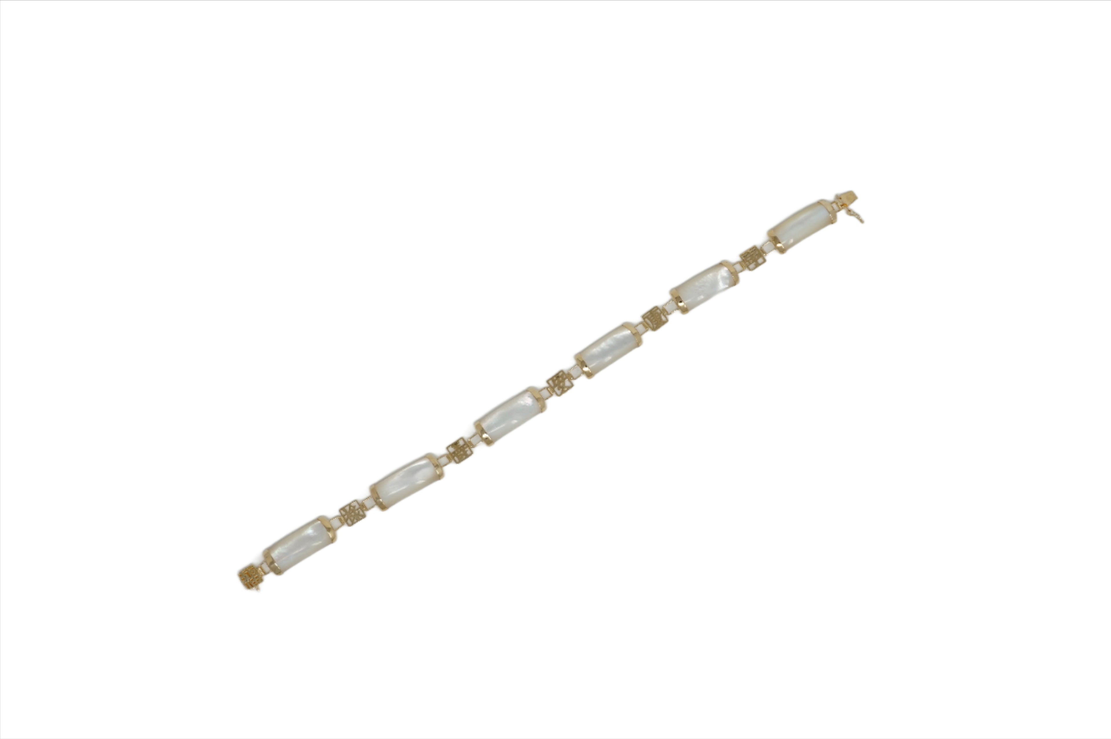 14K Gold Jade 6 Segment Good Luck Bracelet