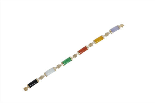 14K Gold Jade 6 Segment Good Luck Bracelet