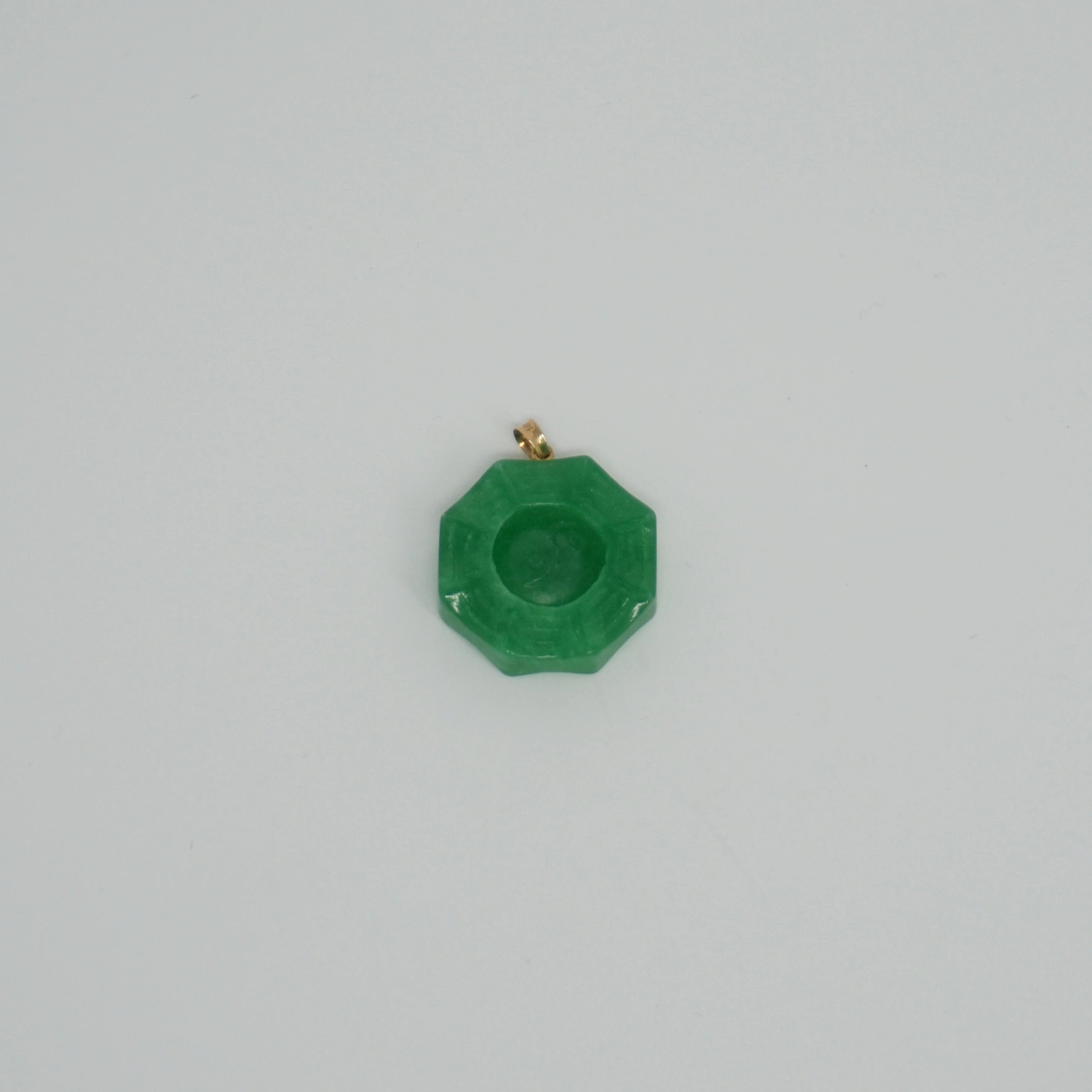14K Gold Jade 8 Trigram Pendant