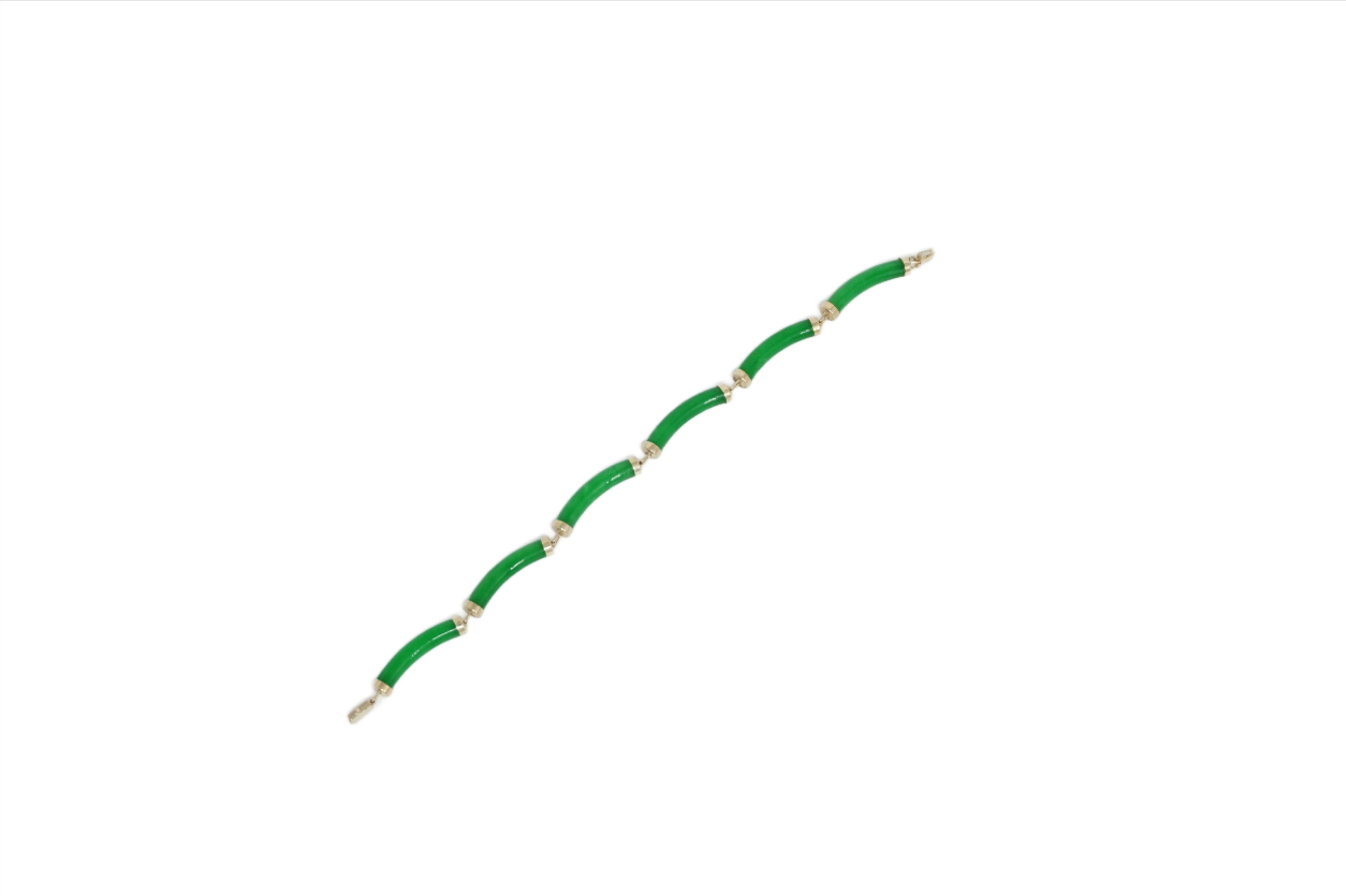 14K Gold Jade 6 Segment Bamboo Bracelet