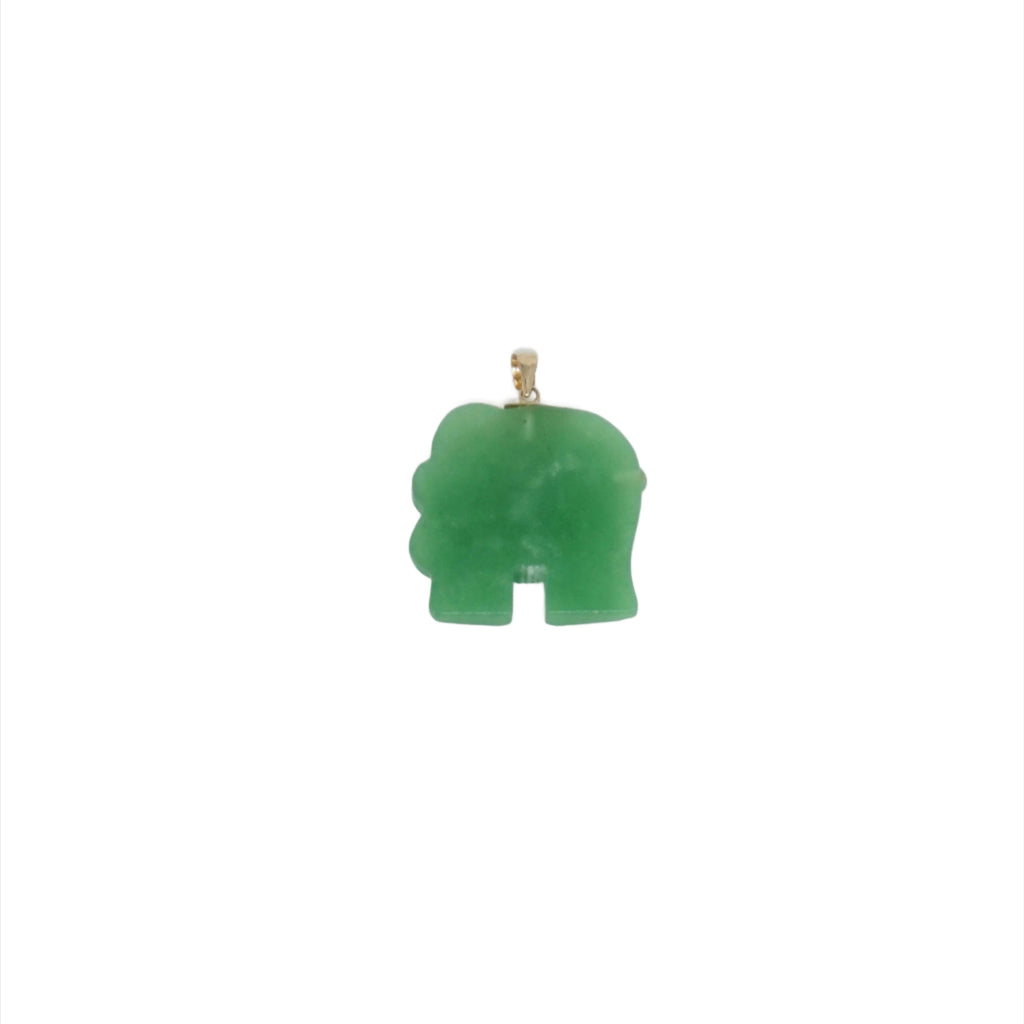 14K Gold Medium Jade Elephant Pendant