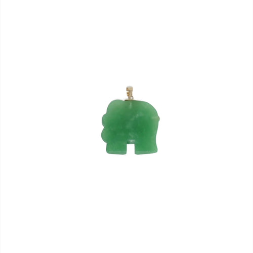 14K Gold Jade Elephant Pendant