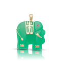 14K Gold Medium Jade Elephant Pendant