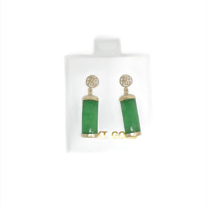14K Rectangular Good Luck Earrings