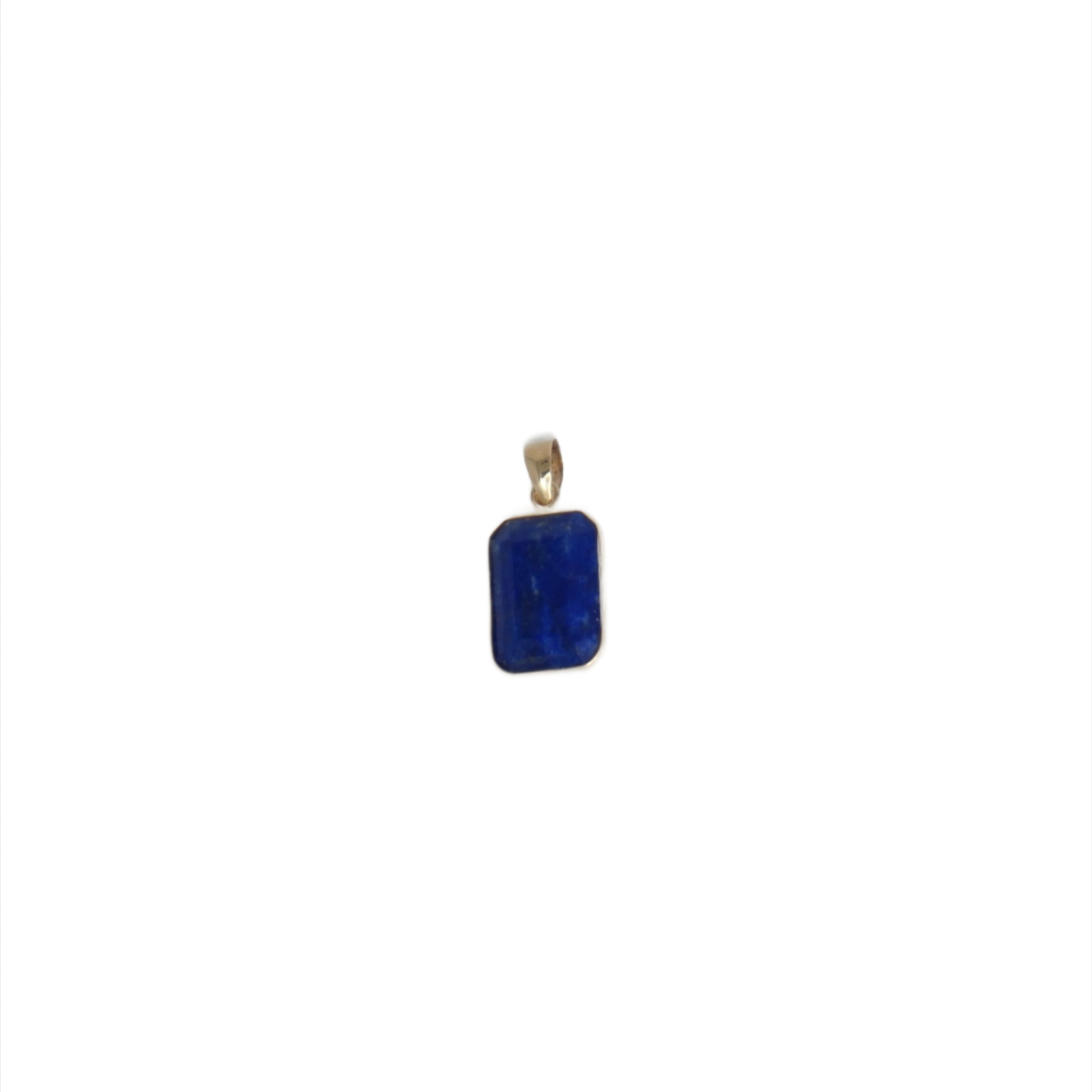 14K Rectangular Lapis Pendant