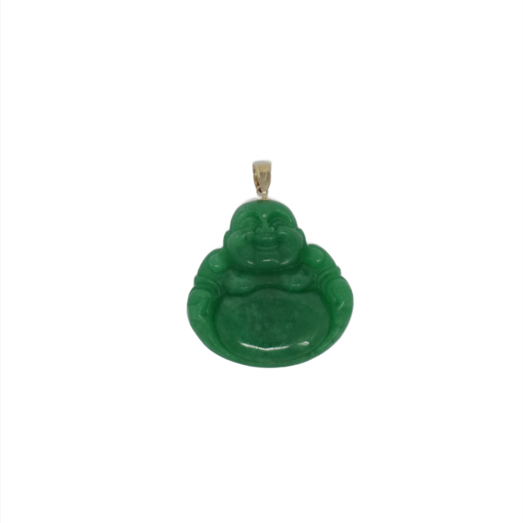 14K Gold Large Jade Buddha Pendant (No Prongs)