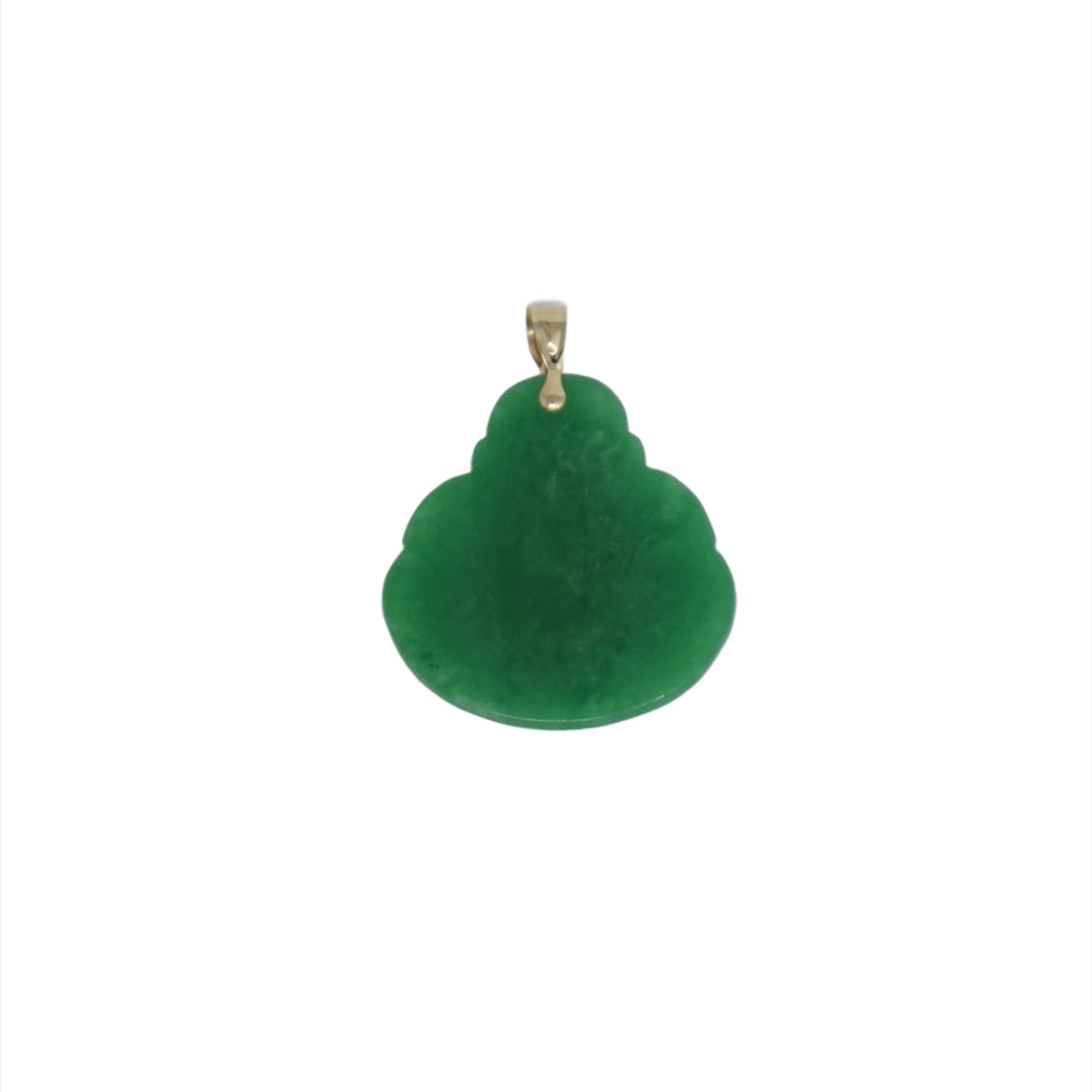 14K Gold Large Jade Buddha Pendant (No Prongs)