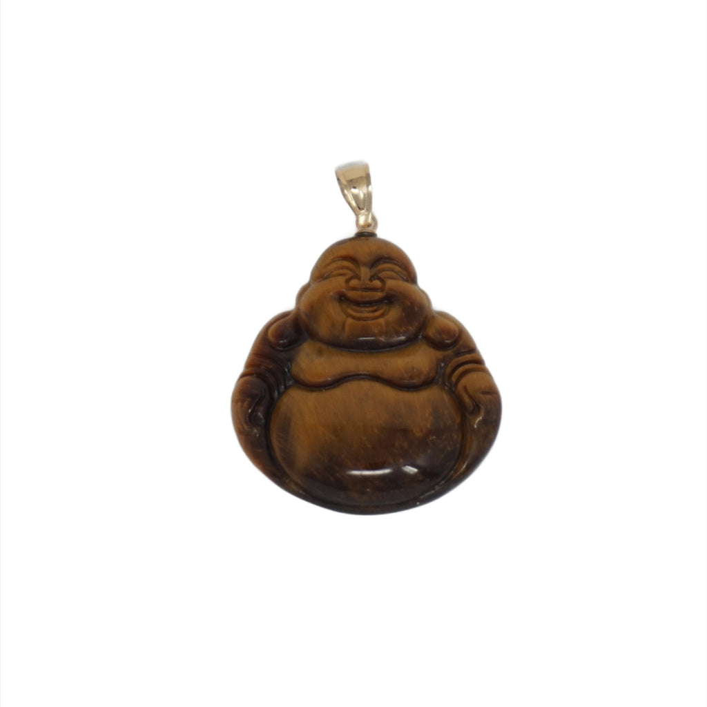 14K Gold Large Jade Buddha Pendant (No Prongs)