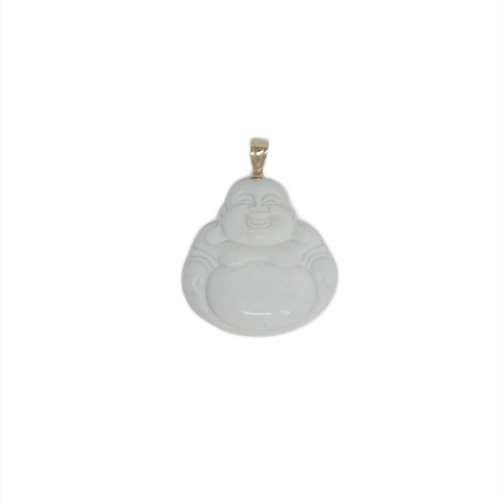 14K Gold Large Jade Buddha Pendant (No Prongs)