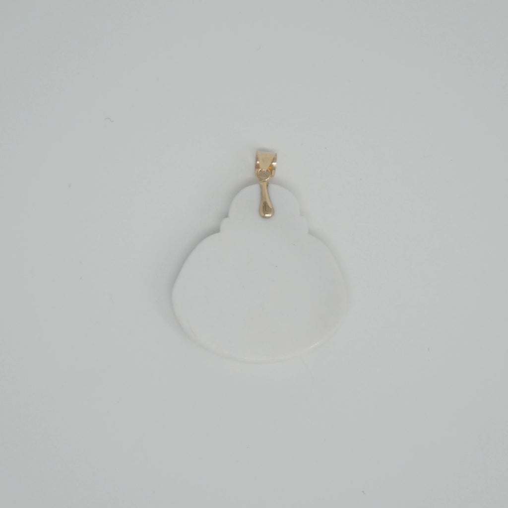 14K Gold Large Jade Buddha Pendant (No Prongs)
