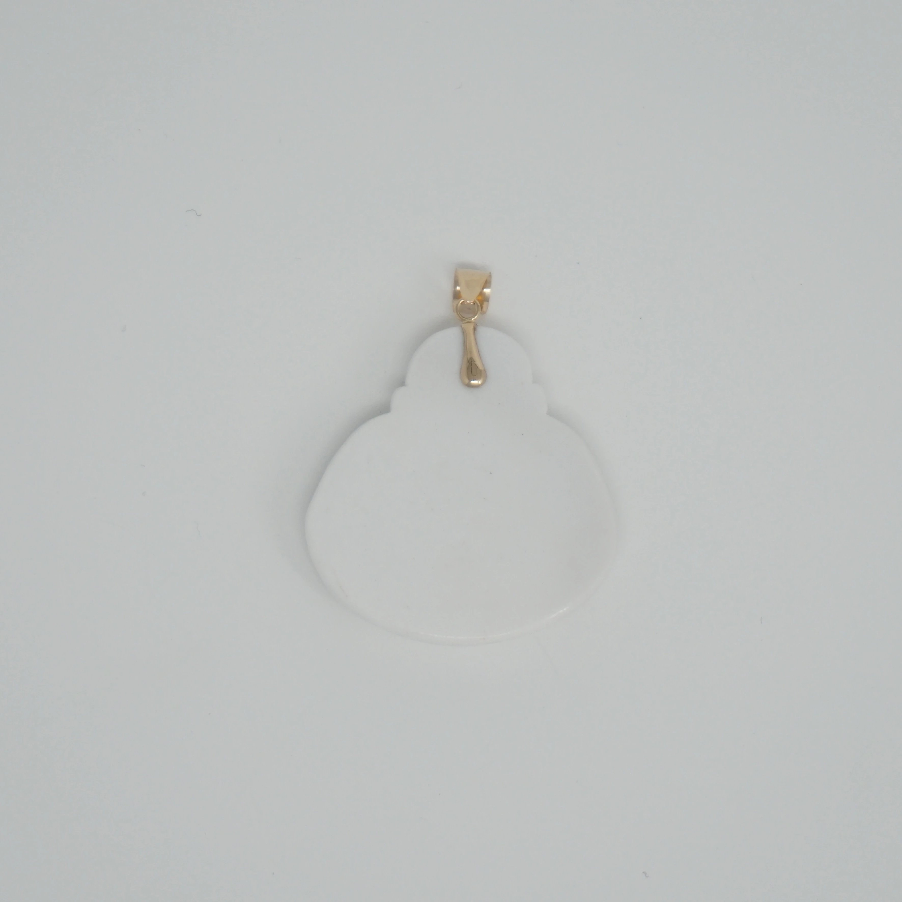 14K Gold Large Jade Buddha Pendant (No Prongs)