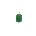 14K Gold Large Jade Oval Pendant