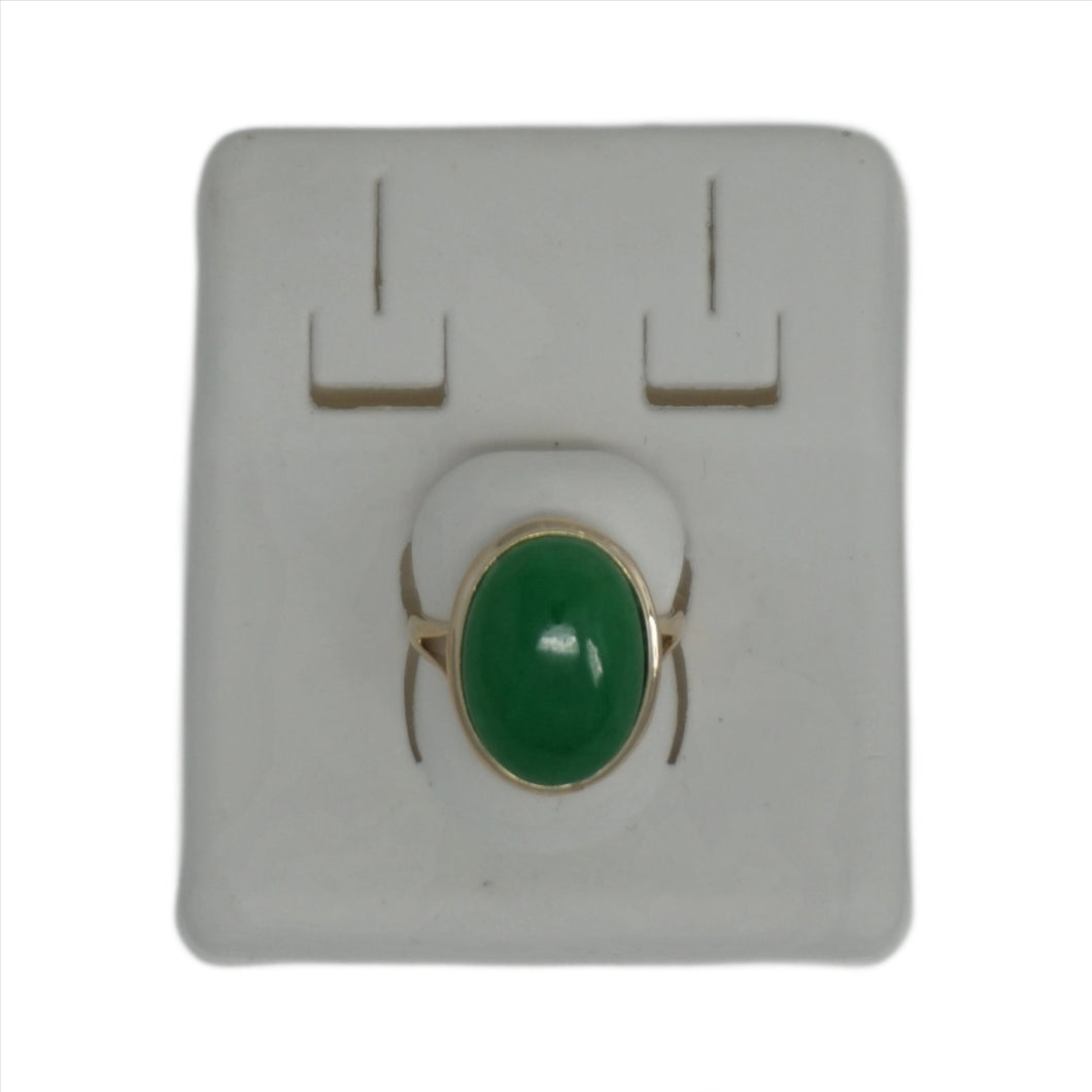 14K Oval-Shaped Jade Ring