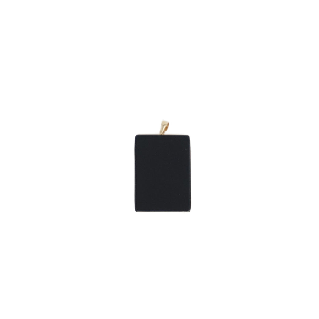 14K Gold Jade Rectangular Om Pendant