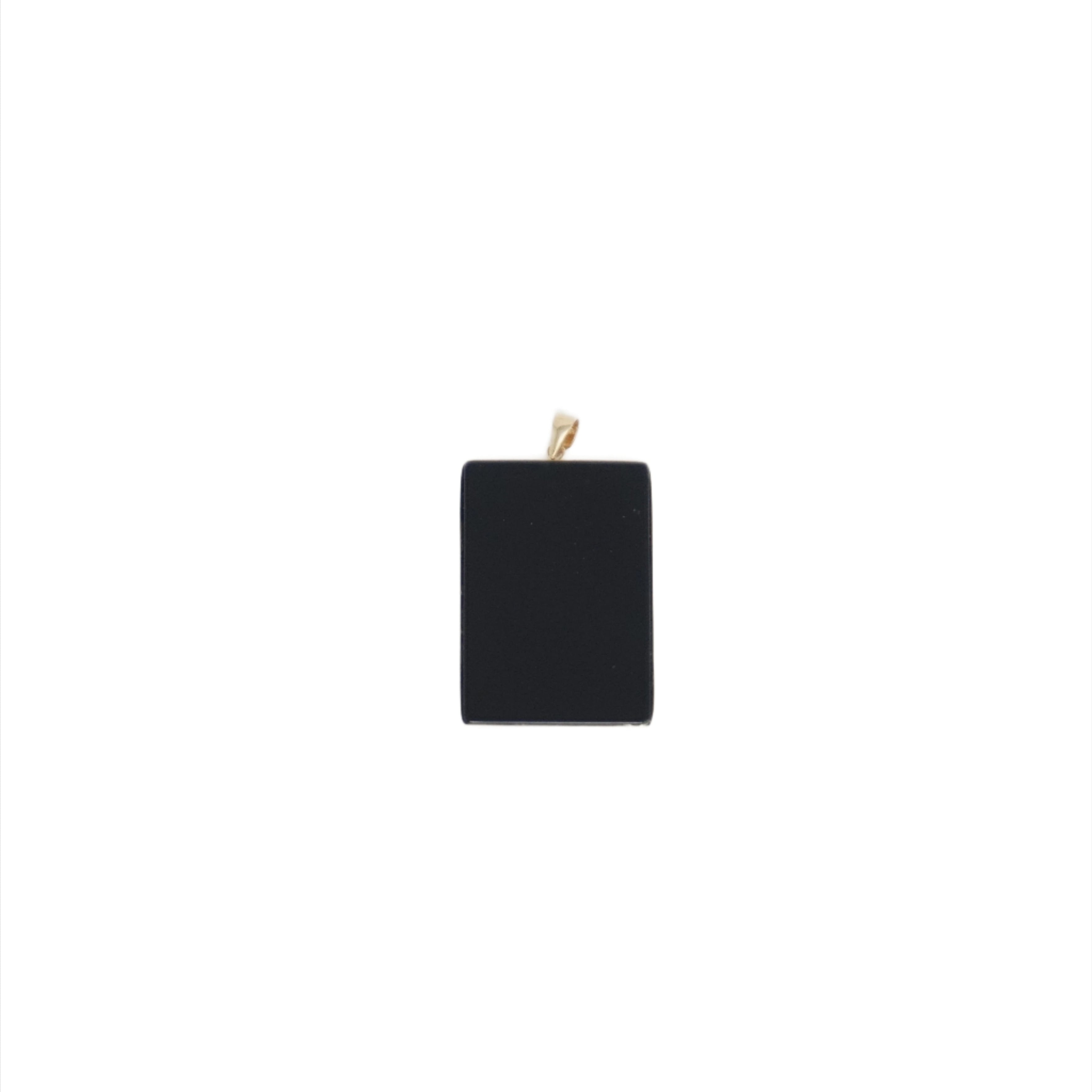 14K Gold Jade Rectangular Om Pendant